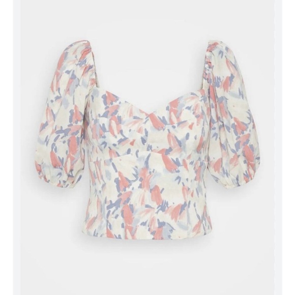 Abercrombie & Fitch Tops - Abercrombie Floral Puff Sleeve Top, Sweetheart Neckline, Corset Smocked Top